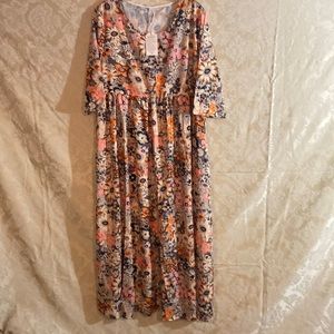 Multicolored floral dress by made with love brand new with tags very silky